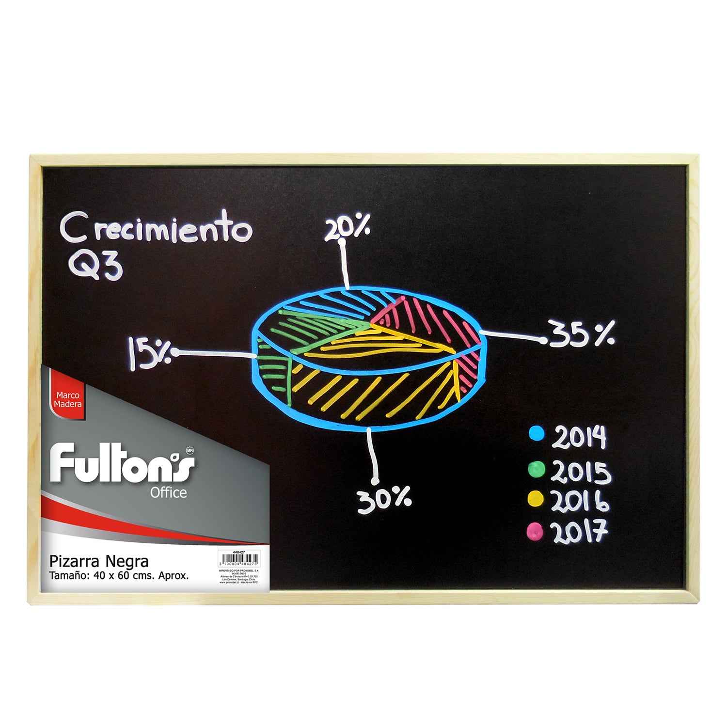 Pizarra Negra Tiza 40x60 cm Marco De Madera | Fultons
